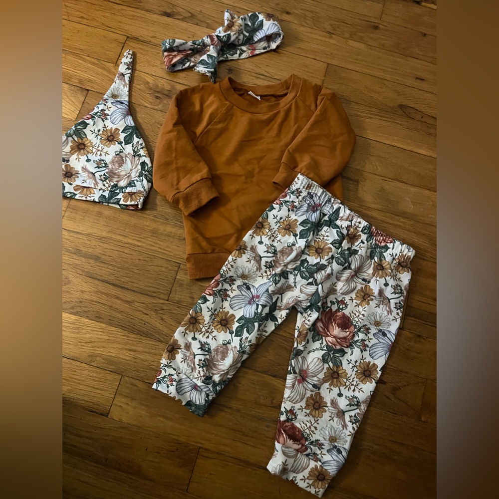 Kids Floral Matching Set with Track Pants & Joggers